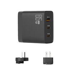 Adattatore per laptop multicompatibile USB GAN 65W PD45W Dual Type-C+QC3.0 AU + spina USA Nero