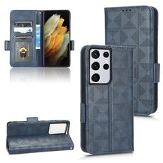 Custodia in pelle a triangolo simmetrico per Samsung Galaxy S21 Ultra 5G (blu)