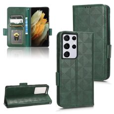 Per Samsung Galaxy S21 Ultra 5G Custodia in pelle a triangolo simmetrico (verde)