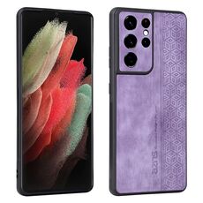 Per Samsung Galaxy S21 Ultra 5G AZNS Custodia per telefono in pelle goffrata 3D (viola)