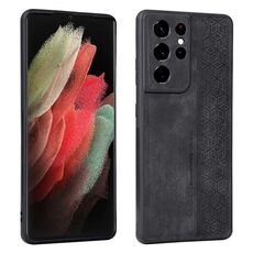 Per Samsung Galaxy S21 Ultra 5G AZNS Custodia per telefono in pelle goffrata 3D (nera)