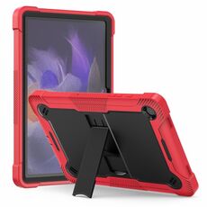 Per Samsung Galaxy Tab A9 Custodia tablet PC ibrida in silicone antiurto con supporto (nero + rosso)