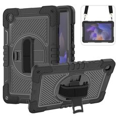 Custodia per tablet in silicone a contrasto per PC con rotazione a 360 gradi per Samsung Galaxy Tab A9+ (nera)