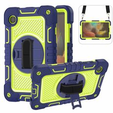 Custodia per tablet in silicone a contrasto per PC con rotazione a 360 gradi per Samsung Galaxy Tab A9 (blu navy + giallo verde)