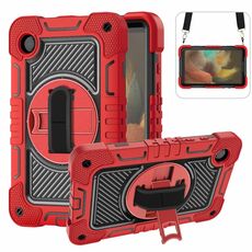Per Samsung Galaxy Tab A9 Custodia per tablet in silicone con rotazione a 360 gradi per PC (rosso + nero)
