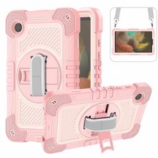 Custodia per tablet in silicone a contrasto per PC con rotazione a 360 gradi per Samsung Galaxy Tab A9 (oro rosa)