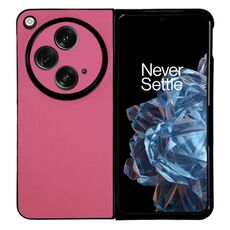 Per OPPO Find N3 / OnePlus Open Morandi Custodia per telefono con texture in pelle tinta unita (rosa rosso)