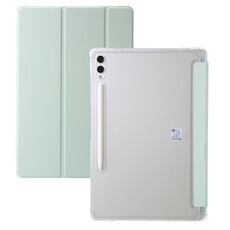 Custodia per tablet in pelle acrilica trasparente 3 volte per Samsung Galaxy Tab S9 (verde)