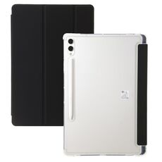 Custodia per tablet in pelle acrilica trasparente 3 volte per Samsung Galaxy Tab S9 (nera)