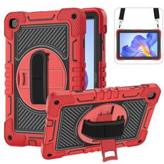 Per Honor Pad X8 Custodia per tablet in silicone con rotazione a 360 gradi per PC (rosso + nero)