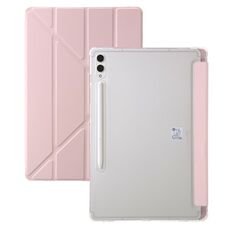 Per Samsung Galaxy Tab S9+ Custodia per tablet in pelle con deformazione acrilica trasparente (rosa)