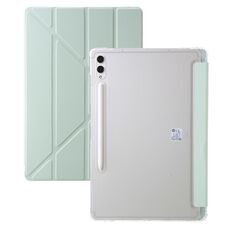Per Samsung Galaxy Tab S9+ Custodia per tablet in pelle con deformazione acrilica trasparente (verde)