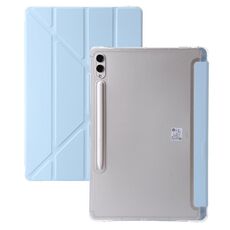 Per Samsung Galaxy Tab S9+ Custodia per tablet in pelle con deformazione acrilica trasparente (blu ghiaccio)