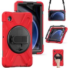 Per Samsung Galaxy Tab A9+ Maniglia rotante TPU + Custodia per tablet PC(Rosso)
