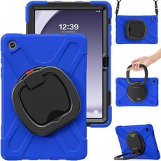 Per Samsung Galaxy Tab A9+ Custodia ibrida in silicone per tablet PC con supporto e tracolla (blu)