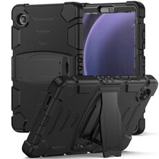 Per Samsung Galaxy Tab A9 Cornice protettiva a 3 strati + PC + Custodia tablet combinata antiurto in silicone con supporto (nero + nero)