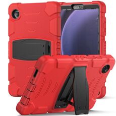 Per Samsung Galaxy Tab A9 Cornice protettiva a 3 strati + PC + Custodia tablet combinata antiurto in silicone con supporto (rosso + nero)