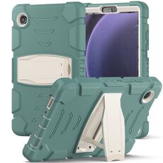Per Samsung Galaxy Tab A9 Cornice protettiva a 3 strati + PC + Custodia tablet combinata antiurto in silicone con supporto (verde smeraldo)