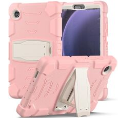 Per Samsung Galaxy Tab A9 Cornice protettiva a 3 strati + PC + Custodia tablet combinata antiurto in silicone con supporto (fiori di ciliegio rosa)