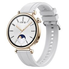 Per Huawei Watch GT4 41mm Modello di pneumatico Cinturino in silicone con fibbia argentata (bianco)