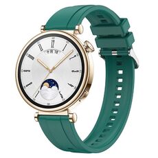 Per Huawei Watch GT4 41mm Modello di pneumatico Cinturino in silicone con fibbia argentata (verde scuro)