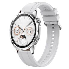 Per Huawei Watch GT4 46mm Modello di pneumatico Cinturino in silicone con fibbia argentata (bianco)