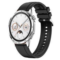 Per Huawei Watch GT4 46mm Modello di pneumatico Cinturino in silicone con fibbia argentata (nero)