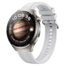 Per Huawei Watch 4 Cinturino in silicone con fibbia in argento modello pneumatico (bianco)