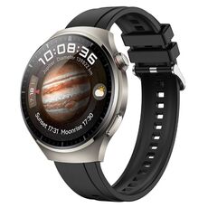 Per Huawei Watch 4 cinturino in silicone con fibbia in argento modello pneumatico (nero)