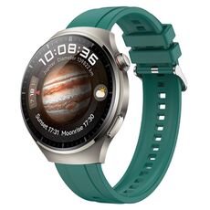 Per Huawei Watch 4 Pro Cinturino in silicone con fibbia in argento con motivo pneumatico (verde scuro)