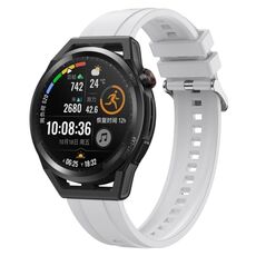 Per Huawei Watch3 Pro New / GT Runner Modello di pneumatico Cinturino in silicone con fibbia argentata (bianco)