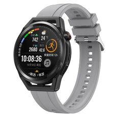 Per Huawei Watch3 Pro New / GT Runner Modello di pneumatico Cinturino in silicone con fibbia argentata (grigio chiaro)