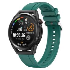 Per Huawei Watch 3 Pro New / GT Runner Modello di pneumatico Cinturino in silicone con fibbia argentata (verde scuro)