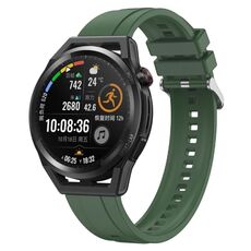 Per Huawei Watch3 Pro New / GT Runner Modello di pneumatico Cinturino in silicone con fibbia in argento (Hu Yang Green)