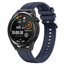 Per Huawei Watch 3 Pro New / GT Runner Modello di pneumatico Cinturino in silicone con fibbia argentata (blu notte)