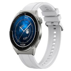 Per Huawei Watch GT3 Pro 46mm Modello di pneumatico Cinturino in silicone con fibbia argentata (bianco)