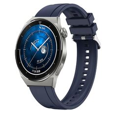 Per Huawei Watch GT3 Pro 46mm Modello di pneumatico Cinturino in silicone con fibbia argentata (blu notte)