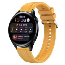 Per Huawei Watch 3/3 Pro Modello di pneumatico Cinturino in silicone con fibbia argentata (giallo)