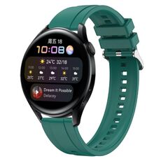 Per Huawei Watch 3/3 Pro Modello di pneumatico Cinturino in silicone con fibbia argentata (verde scuro)