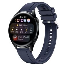Per Huawei Watch 3/3 Pro Modello di pneumatico Cinturino in silicone con fibbia argentata (blu notte)