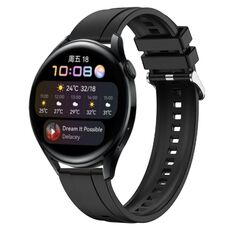 Per Huawei Watch 3/3 Pro Modello di pneumatico Cinturino in silicone con fibbia argentata (nero)