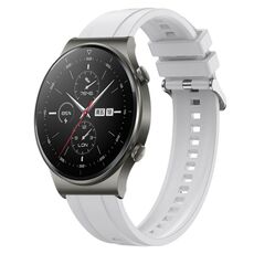 Per Huawei Watch GT2 Pro / GT 2e / GT2 46mm Modello di pneumatico Cinturino in silicone con fibbia argentata (Bianco)