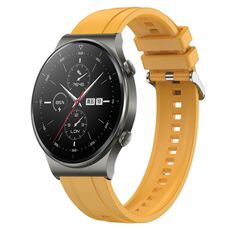 Per Huawei Watch GT2 Pro / GT 2e / GT2 46mm Modello di pneumatico Cinturino in silicone con fibbia argentata (Giallo)