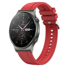 Per Huawei Watch GT2 Pro / GT 2e / GT2 46mm Modello di pneumatico Cinturino in silicone con fibbia argentata (Rosso)
