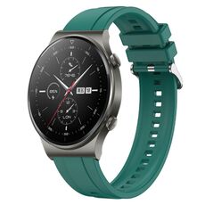 Per Huawei Watch GT2 Pro / GT 2e / GT2 46mm Modello di pneumatico Cinturino in silicone con fibbia argentata (verde scuro)