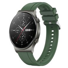Per Huawei Watch GT2 Pro / GT 2e / GT2 46mm Modello di pneumatico Cinturino in silicone con fibbia in argento (Hu Yang Green)