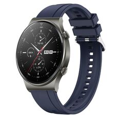 Per Huawei Watch GT2 Pro / GT 2e / GT2 46mm Modello di pneumatico Cinturino in silicone con fibbia argentata (Blu notte)