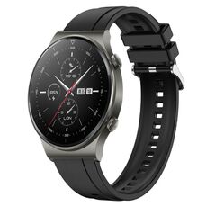 Per Huawei Watch GT2 Pro / GT 2e / GT2 46mm Modello di pneumatico Cinturino in silicone con fibbia argentata (Nero)