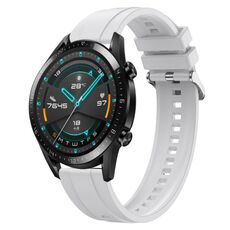 Per Huawei Watch GT 42mm / 46mm Cinturino in silicone con motivo pneumatico con fibbia argentata (bianco)
