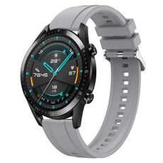 Per Huawei Watch GT 42mm / 46mm Cinturino in silicone con motivo pneumatico con fibbia argentata (grigio chiaro)